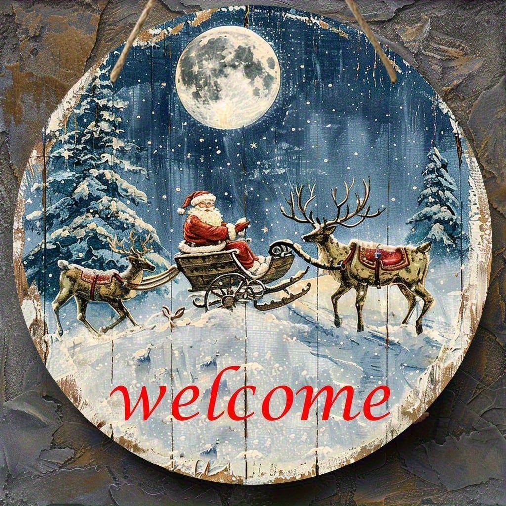 Weihnachtslogo mit Weihnachtsmann und Schneemann, Geschenkanhänger-Design, Dekoration für Haustür und Fenster, geeignet für Weihnachten, Weihnachtswanddekoration, Weihnachtsdekoration_voghion.com