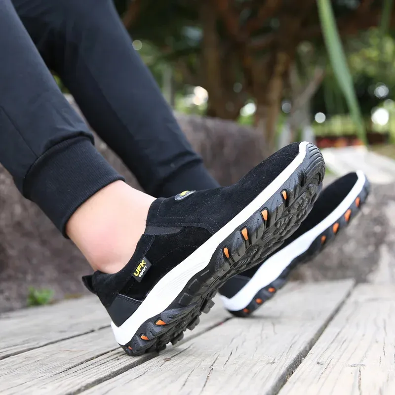 Baskets décontractées pour hommes, chaussures de marche en plein air, mocassins d'automne à enfiler en cuir suédé, grande taille 48 49 50_voghion.com