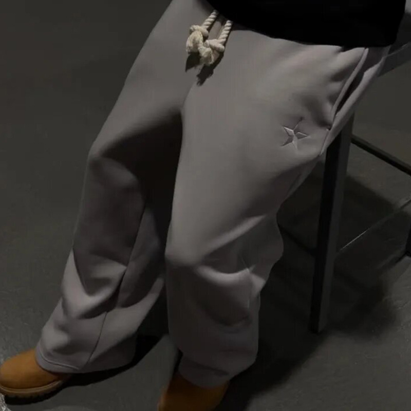 Vêtements pour hommes Printemps Double taille Hommes et femmes Pantalons tendance Pantalons deux pièces Pantalons amples à cordon Pantalons de survêtement brodés