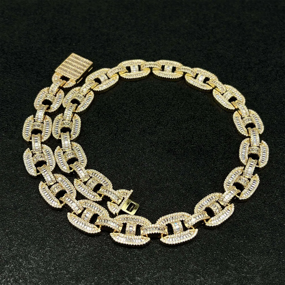 Collana di gioielli hip-hop in argento sterling Sier con catena a maglie cubane in moissanite ghiacciata per rapper_voghion.com