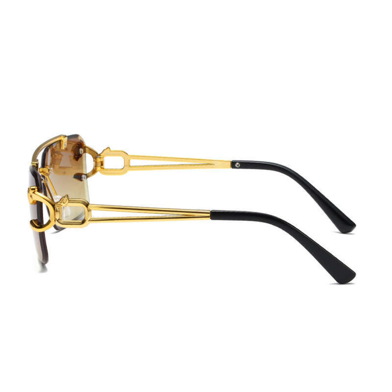 Modische randlose Leopardenkopf-Sonnenbrille für Damen, Outdoor-Ausflüge, modische Kleidung, Überziehbrille,_voghion.com