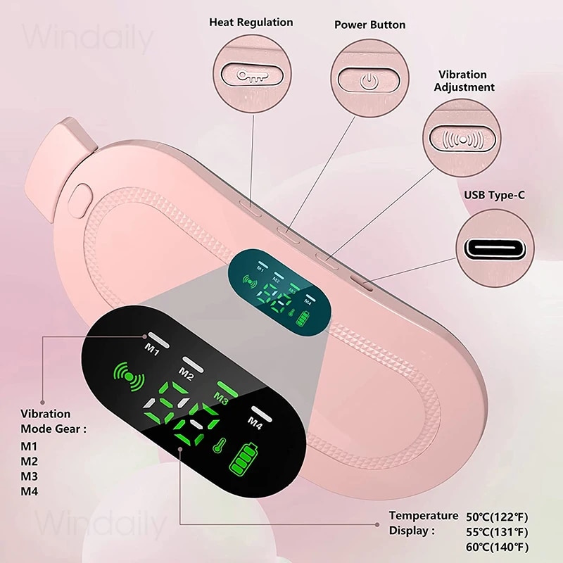 Beauty Care shop Heating Electric Menstrual Pad Smart Warm Palace Belt Abdominal Belly Vibration Massager Period Pain Relief Wa_voghion.com