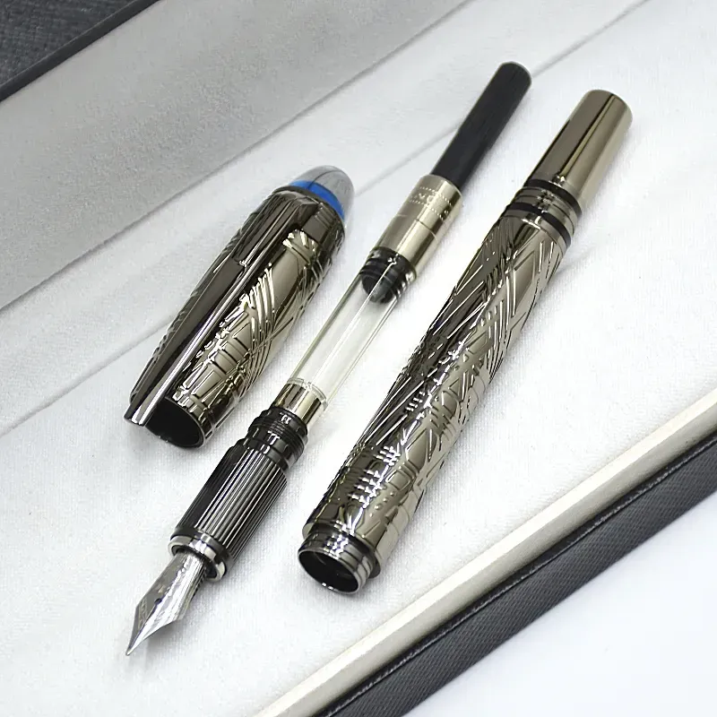wholesale Wholesale Wholesale Luxury Monte Starwalk Blue Crystal Top Rollerball Pen Ballpoint Pen Metal Relief Barrel Office Writing Fountain Pens_voghion.com