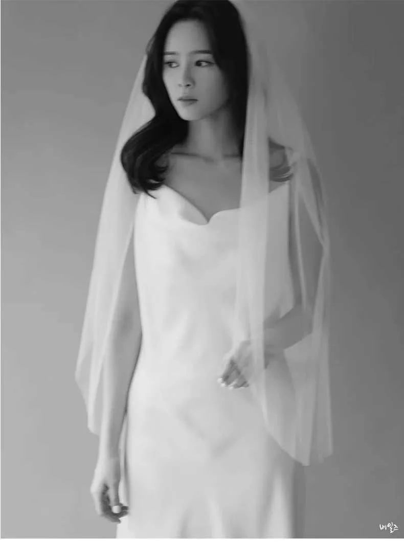 Gioielli per capelli, veli corti in tulle, uno strato con pettine, velo da sposa per la sposa, accessori per matrimonio, lunghezza 90 cm_voghion.com