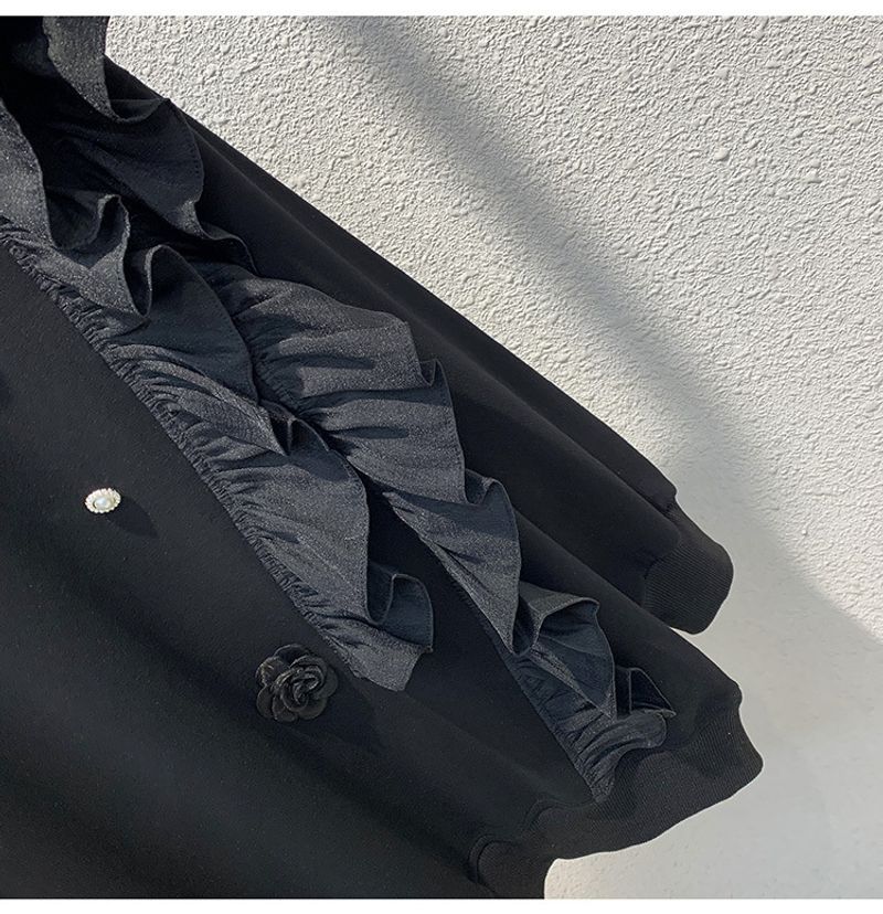 Maglione sottile con arricciature e cuciture da donna, autunno, nuovo, pesante, perla, nicchia, top largo_voghion.com