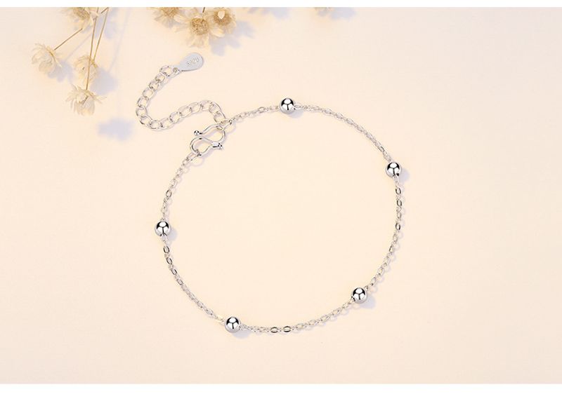 Sier Armband Einfache 5 Perlenkette Modischer koreanischer Stil Frischer Student Weiblicher Handschmuck_voghion.com