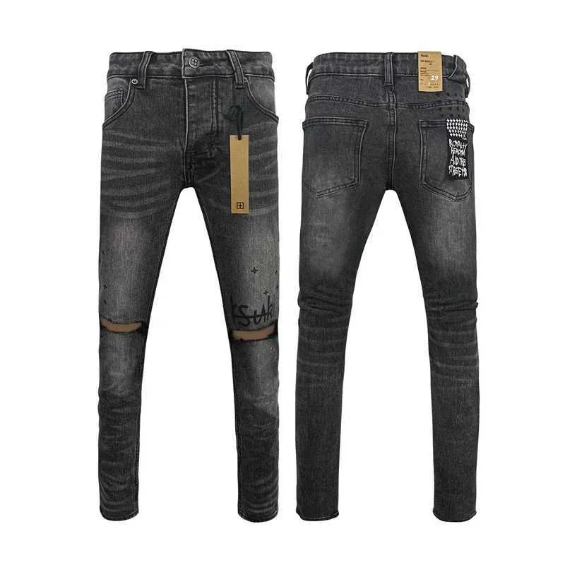 Black Blue Fashion Men KSUBI Cross Jeans Brand High Street Hole Trend Low Rise Skinny Denim Pants Ripped Frayed_mkmklike.com