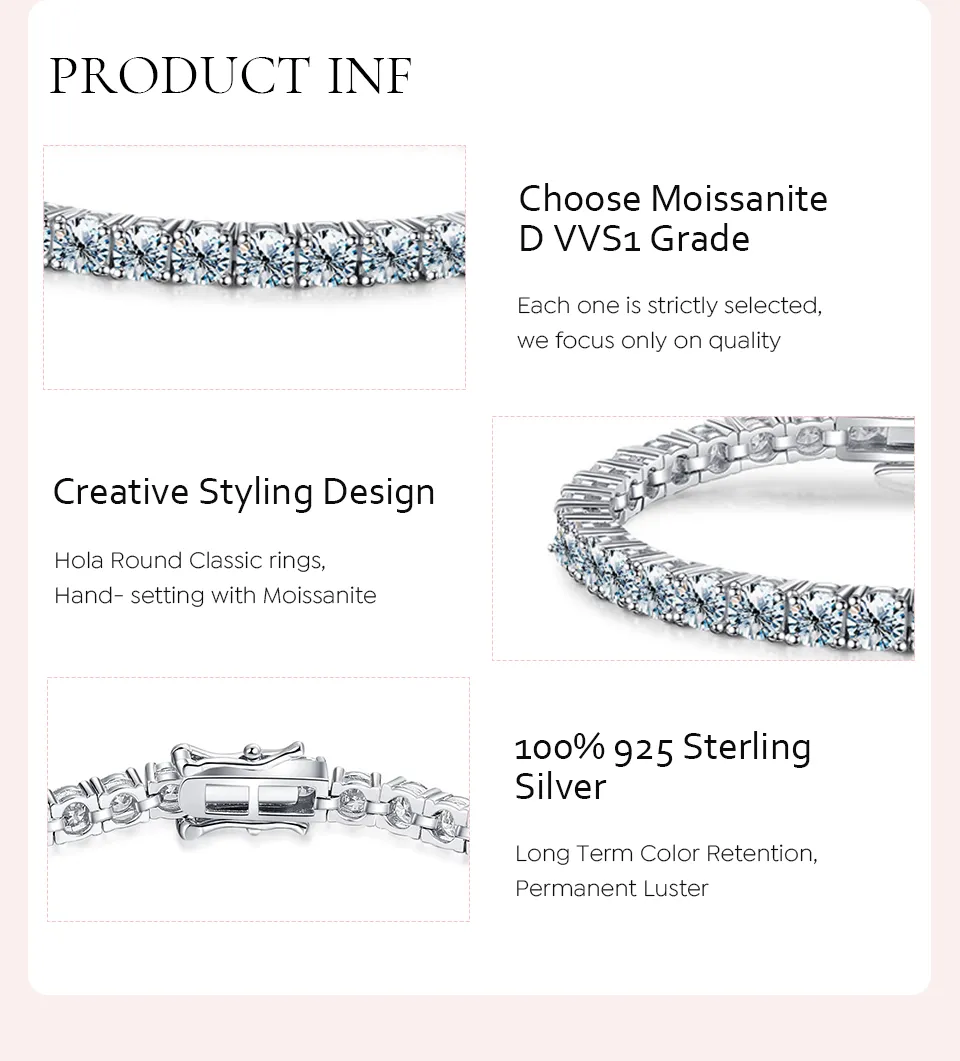 Großhandel Weißgold 3 4 5 mm Iced Gra VVS Diamant Sterling Silber Männer Frauen edlen Schmuck Armband Moissanite Tenniskette_voghion.com