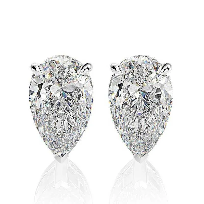 Σκουλαρίκια OEVAS Classic 100% Sterling Sier Pear Created Moissanite Gemstone Studs από λευκόχρυσο, κοσμήματα χονδρικής G0923_voghion.com