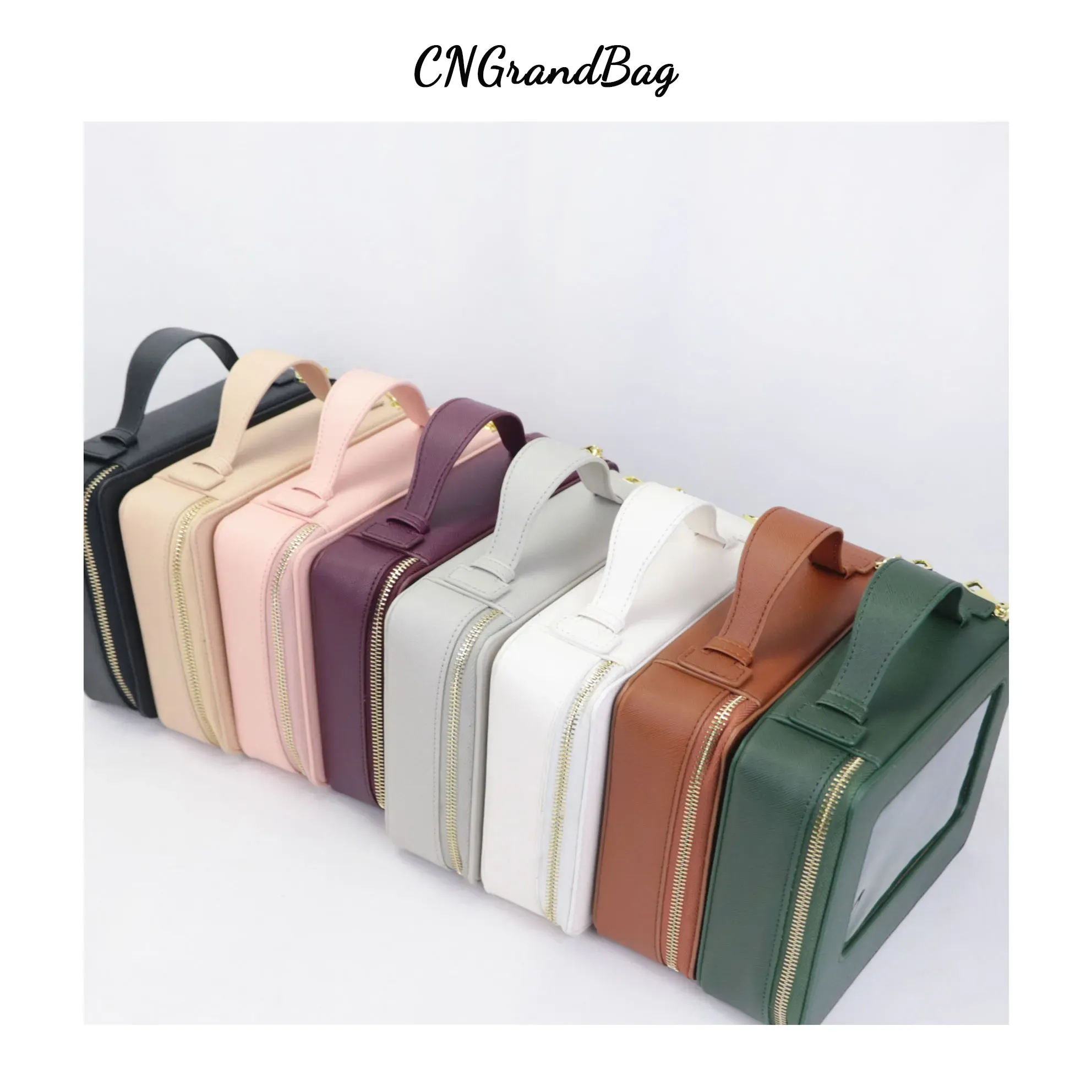 Trousse de toilette personnalisée en cuir véritable, colorée, classique, portable, voyage, transparente, en PVC, cosmétique, TPU_voghion.com