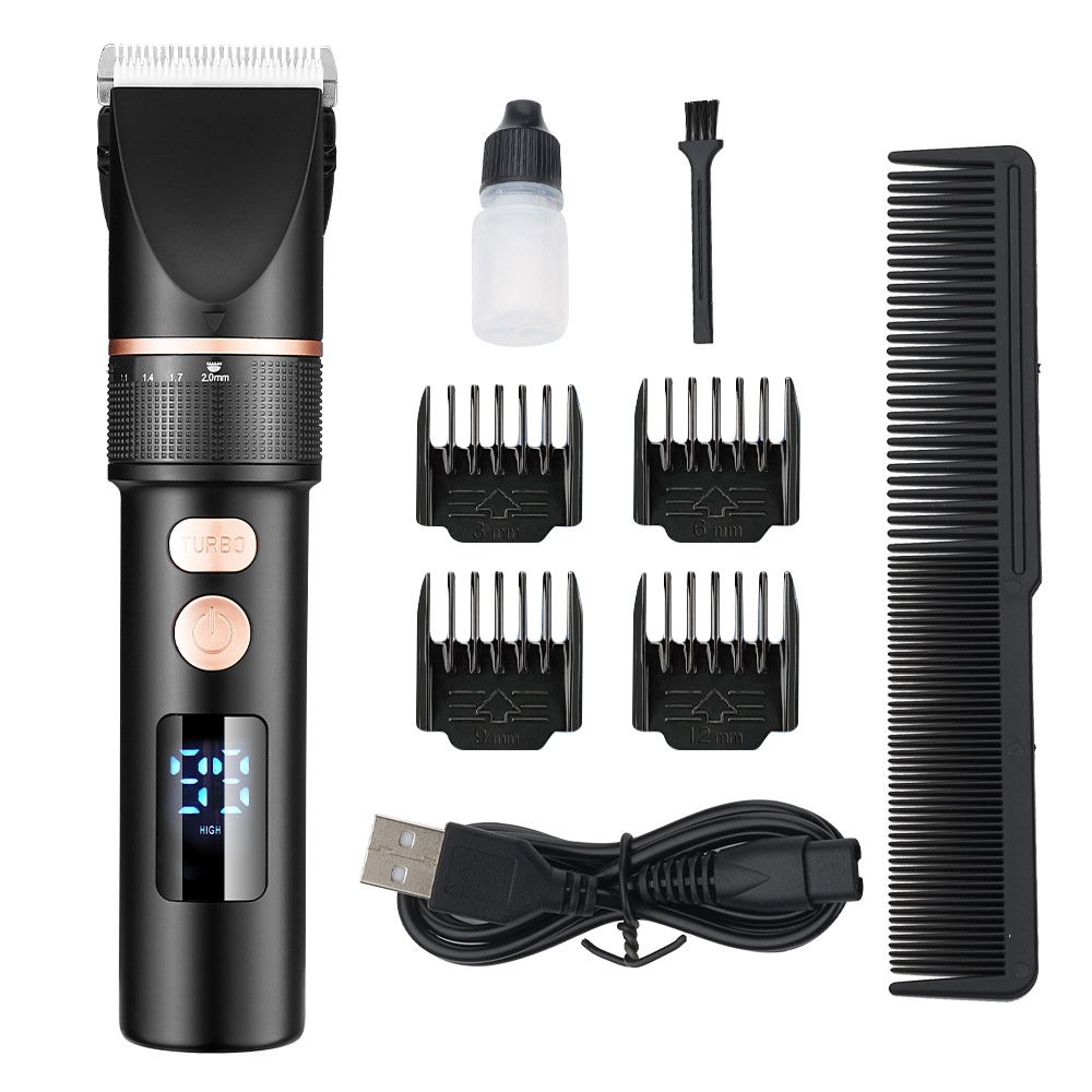 Professional Hair Clipper Rechargeable Trimmer Smart LCD Display Salon For Men Ceramic Blade Hair Cutting Machine Barber Haircut_voghion.com