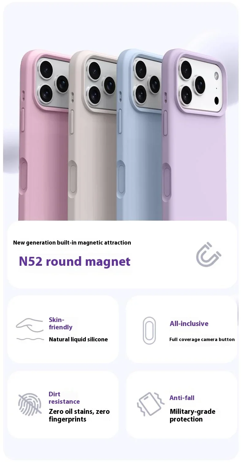 Funda magnética para iphone pro max plus de silicona líquida_voghion.com