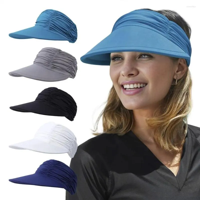 Wide Brim Hats Empty Top Women's Sun Visor Hat Fashion UV Protection Sports Cap Cooling Fabric For Women_voghion.com