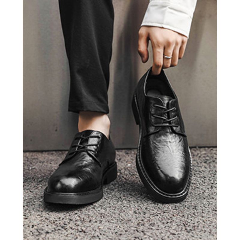 Nové business casual šaty s vrstvou hovězí kůže, pohodlné černé, svatební, pánské malé kožené boty_voghion.com