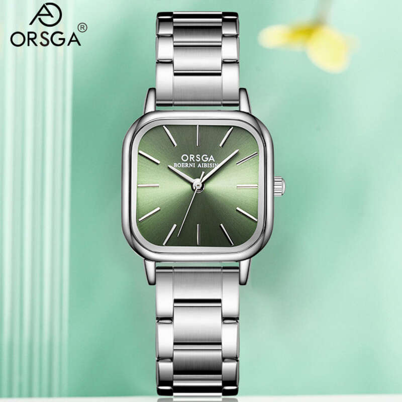 Osgar Small Square mit minimalistischem Ins-Stil, modische und lässige Live-Übertragungs-Quarz-Damenuhr_voghion.com