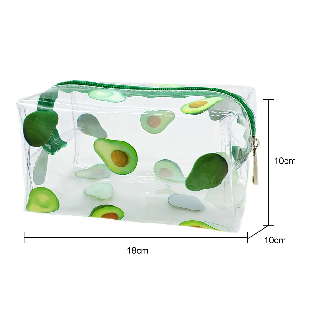 Borsa da toilette trasparente in PVC per cosmetici, frutta e avocado, piccola, impermeabile, multifunzione, per donne e ragazze, portapenne_voghion.com