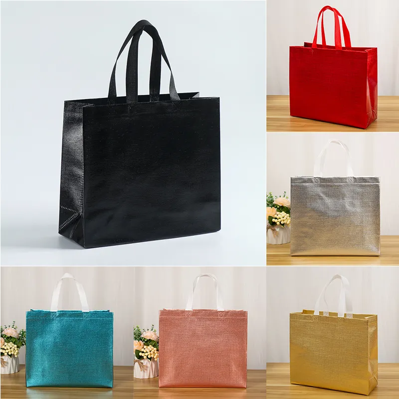 Non Woven Shopping Laser Glossy Reusable Grocery Tote With Handle Glitter Gift Bag Favor Goodie Package Bags_voghion.com