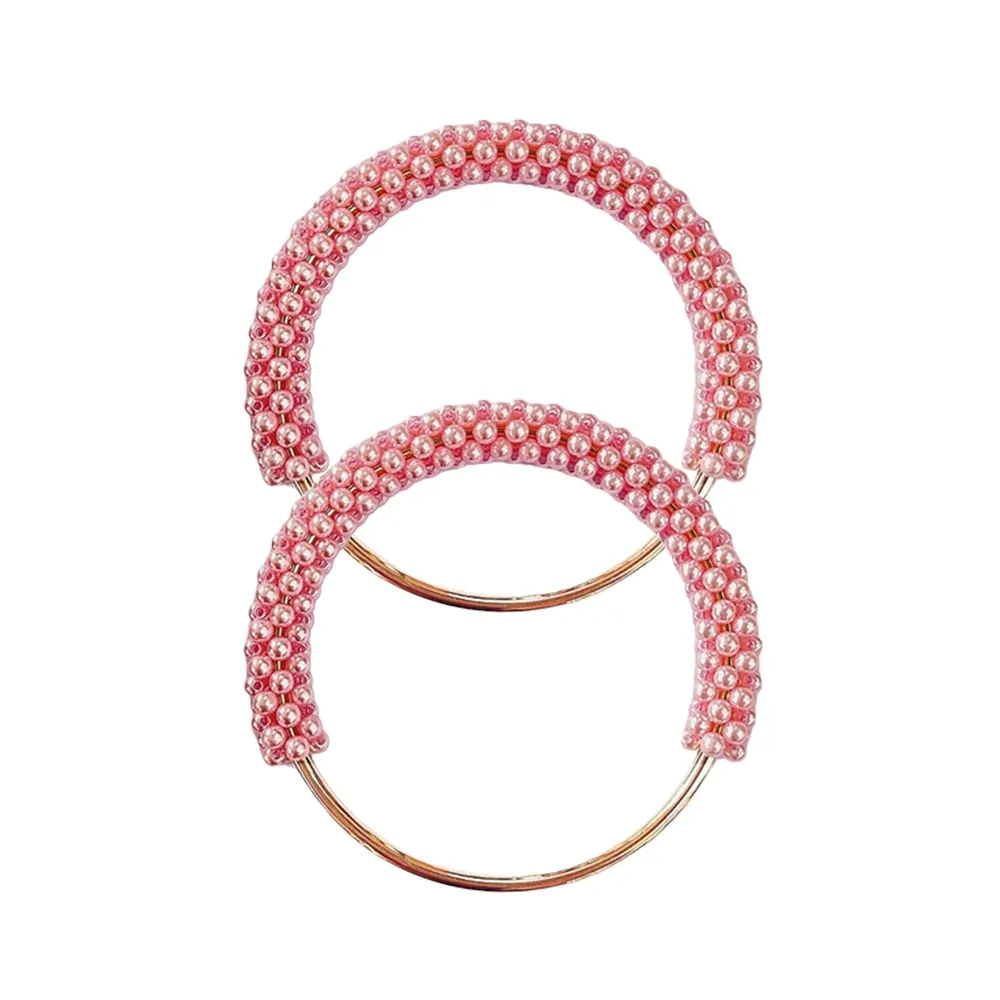 2pcs High-grade Purse Pearl Replacement Round Handle Clutch Handbag Handles DIY Handmade Crochet Bag Accessories_voghion.com
