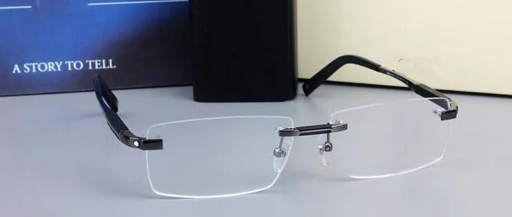 New Design Rimless Glasses Wide Spectacle Men Square Eyeglasses Frames 0349 Titanium Glasses Prescription Lens Optical_voghion.com