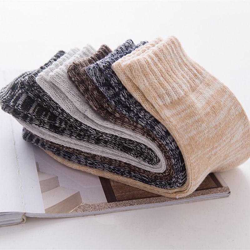 Men's Winter Warm and Thickened Wool Cotton Sock Middle Tube Funny Vintage Breathability Soc for Men_voghion.com