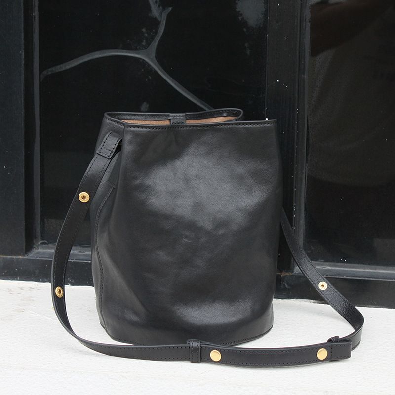 Italienische erste Schicht Rindsleder Tote Bucket Bag Schulter Unterarm Damentasche schlichter Stil High-End vielseitige_voghion.com