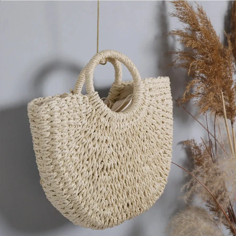 Ydlns Fashion MOON Straw Handbags Summer Beach Rattan Bag Handmade Vintage Woven Handbag For Women bolsa femme 240809_voghion.com