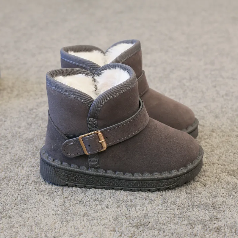 Kids Snow Brown Boys and Girls Baby Toddler Cotton Shoes Kidsnest Gray Soft Padded Thickened Pink Children's Winter_voghion.com