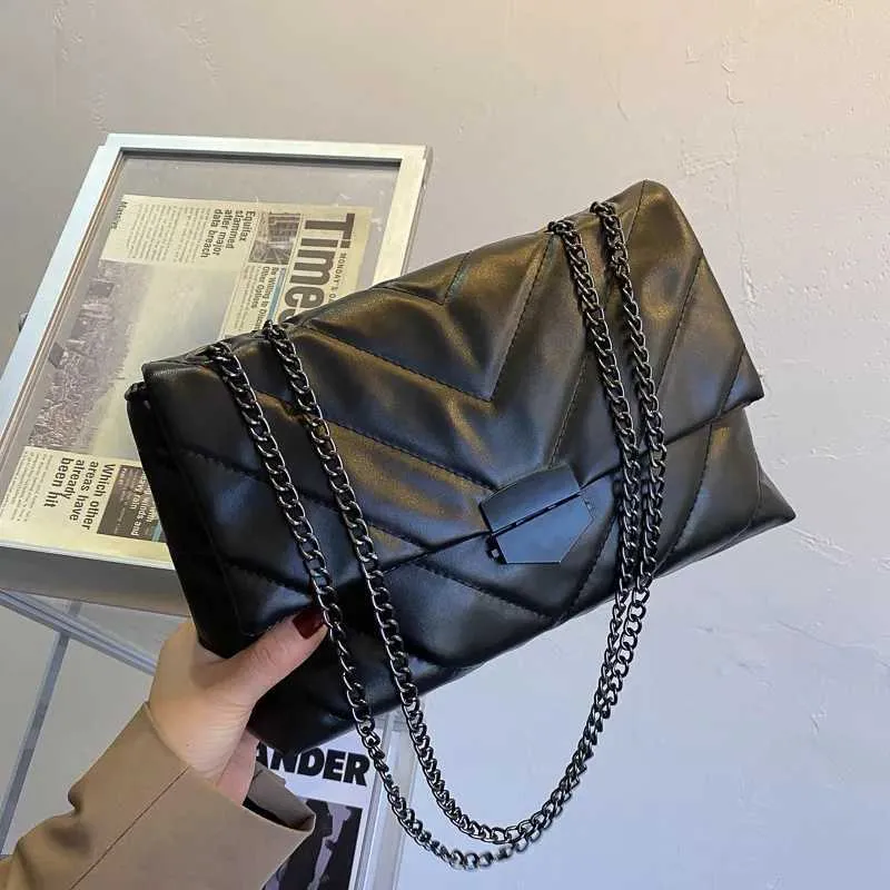 Ketten Schulter Frauen PU Leder Achselhöhle Mode Messenger Kleine Klappe Umhängetasche Dame Einkaufstasche femmeC241103_voghion.com