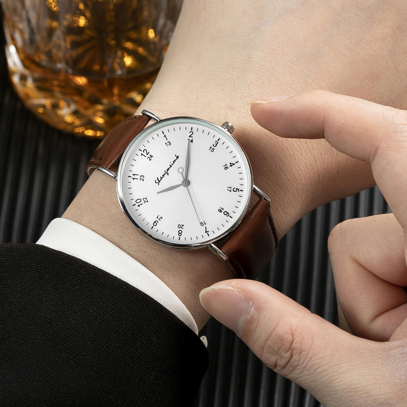 Men's business ultra-thin internet celebrity drainage quartz simple and fashionable belt watch, men's