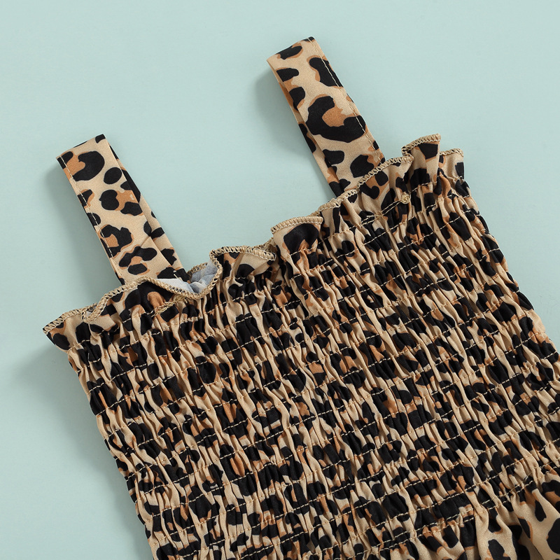 Ensemble licou d'été pour mère et enfant, ensemble deux pièces à volants, imprimé léopard, à la mode, pour filles et enfants_voghion.com