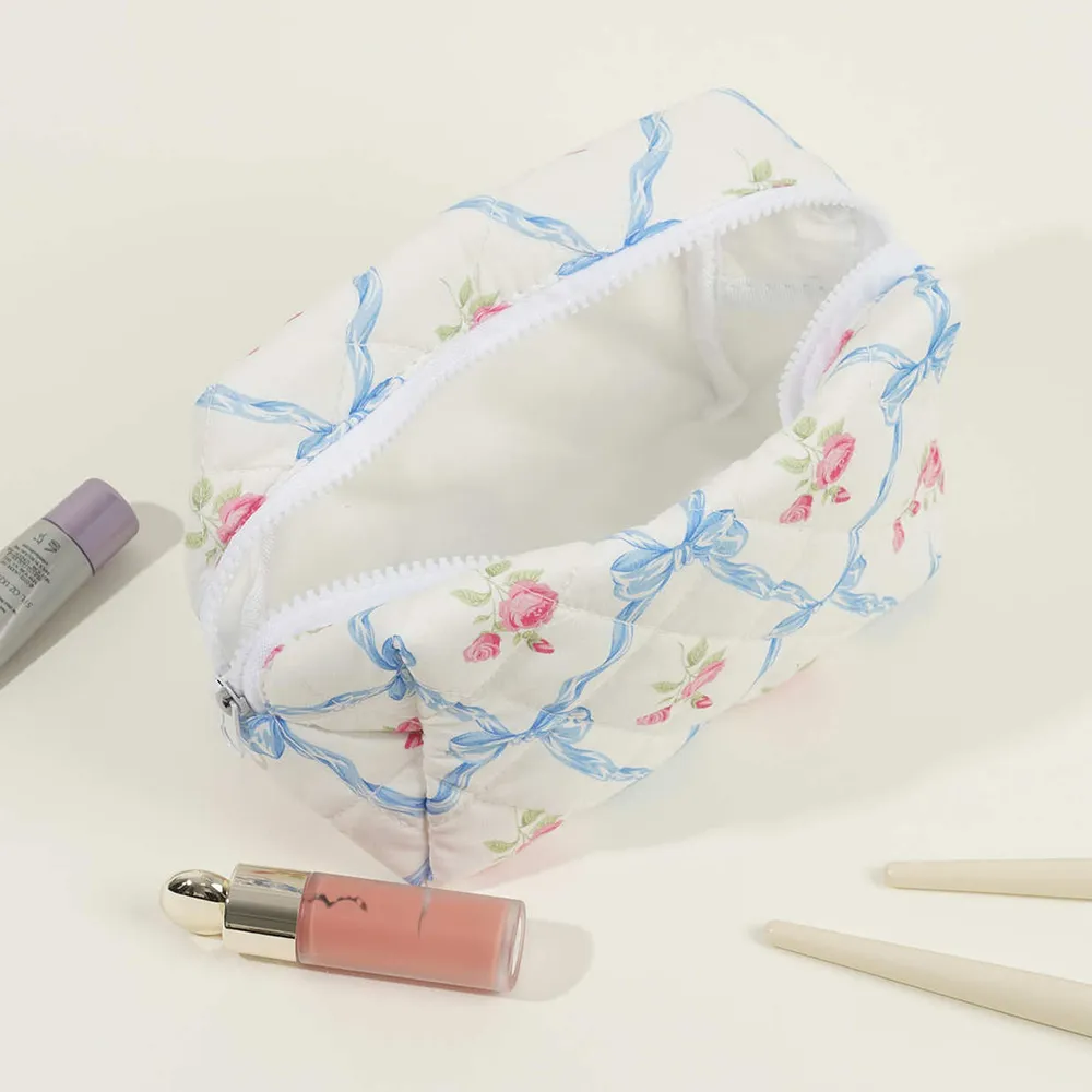 Borsa da viaggio portatile, casual, da donna, piccola, con pochette porta trucchi, grande capacità, in cotone e rosa._voghion.com
