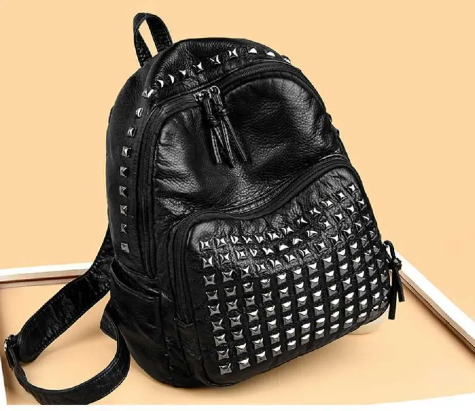 Large Leather Backpack For Women Designer Vintage Shoulder Bag_voghion.com