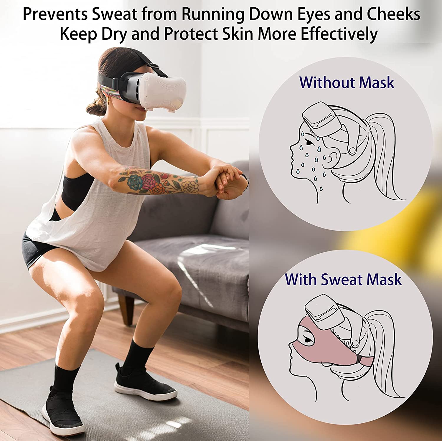 Per Meta Oculus Quest 2 Accessori Occhiali VR Maschera per gli occhi Fascia antisudore traspirante Visore per realtà virtuale per Quest 2 HTC Vive_voghion.com