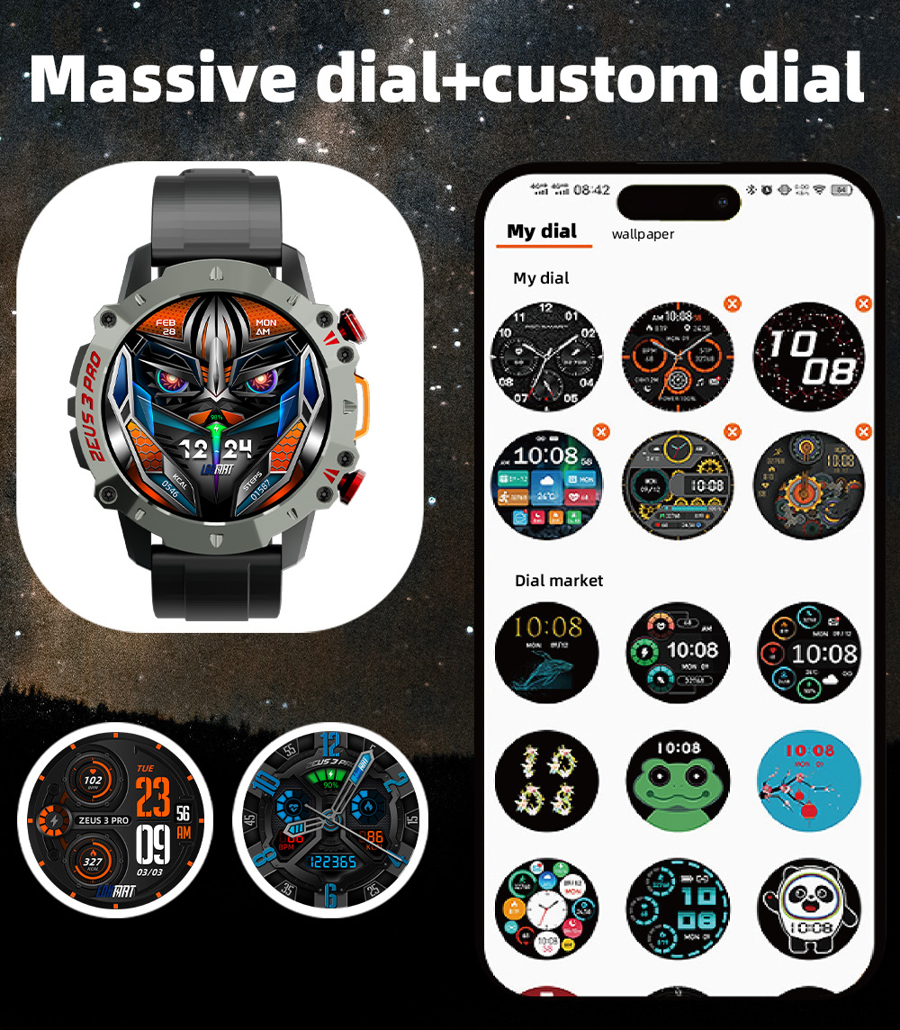 LOKMAT Smart Watch ZEUS3 PRO Outdoor Sports Bluetooth Call Phone Book Call Message Reminder_voghion.com