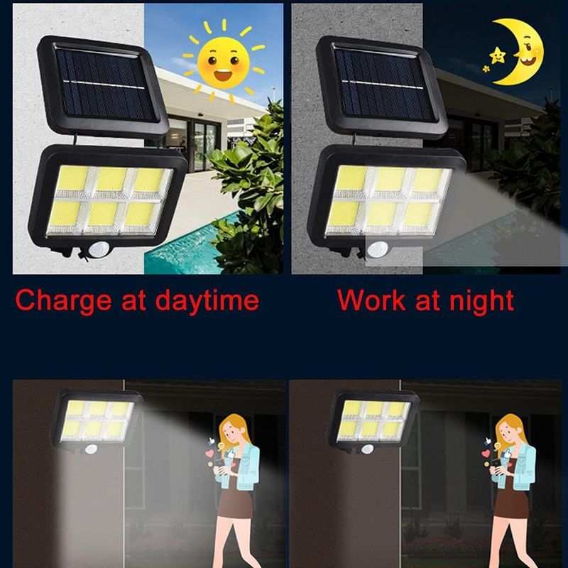 Lampă stradală COB cu telecomandă inteligentă, cu perete puternic, impermeabilă și cu senzor solar uman, pentru curte, cu senzor solar uman,_voghion.com