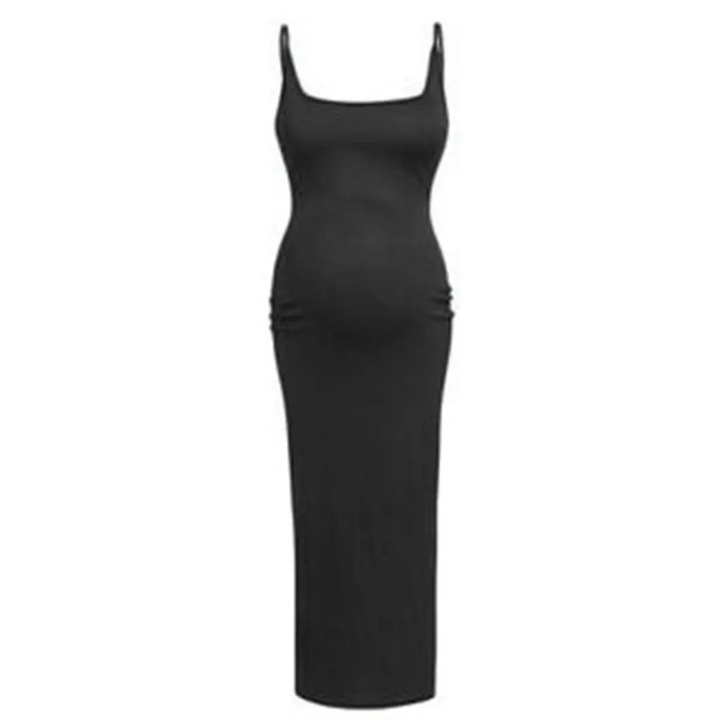 Robes de grossesse pour femmes, vêtements pour femmes enceintes, couleur unie, sans manches, décontractées, douces, robe de maternité, LJ201125_voghion.com