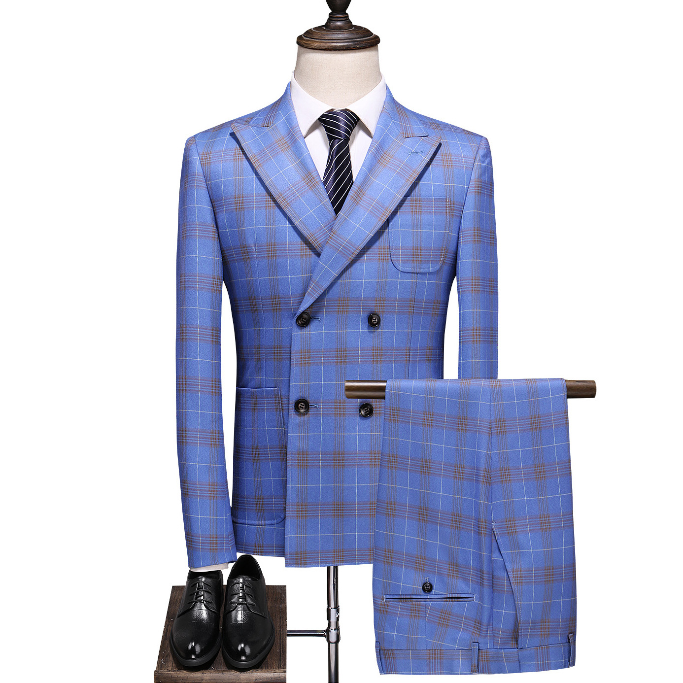 robe de mariée trois pièces à double boutonnage pour hommes