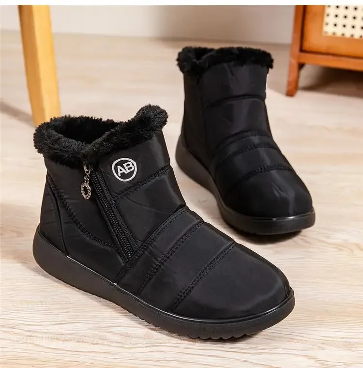 Womens Snow Boots Plush Warm Lightweight Zipper Ankle Boots_voghion.com