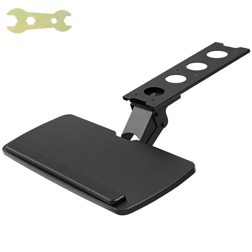 Plateau de clavier réglable sous le bureau avec fonction coulissante, 25 x 9,8 pouces, réglage en hauteur et en inclinaison pour la saisie à domicile ou au bureau._voghion.com