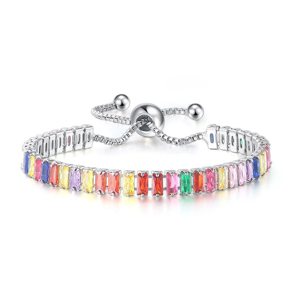Strand 2024 Ankomst Färgglad 4mm Rose Gold Sier Color Tennis Armband Justerbart För Kvinnor Party Present Smycken Partihandel_voghion.com