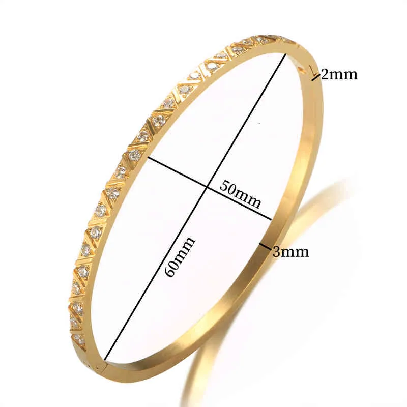 Geometrische Frauen Cubic Zirkon Armband Edelstahl Marke Dünne Armreifen für Frau Hochzeit Schmuck_voghion.com