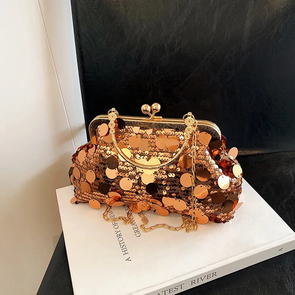 Paillettes Pochette Moda Sera Borse Catena Tracolla Bg Borsa a Tracolla Grande Capacità Manico Superiore Borsa per Festa di Nozze 241212_voghion.com