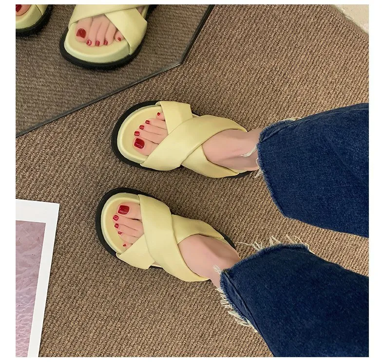 2022 Nw Womn Non-slip Platform Slipprs Summr Comfortabl Bach slids Woman Fashion Thick Sol outdoor sandals_voghion.com