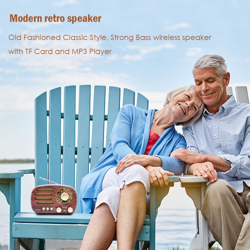Radio Portable Vintage Radio Retro Bluetooth Speaker, FM/AM/SW Old Fashion Classic Style, Adjustable Antenna, Rechargeable Battery Powered & USB _voghion.com