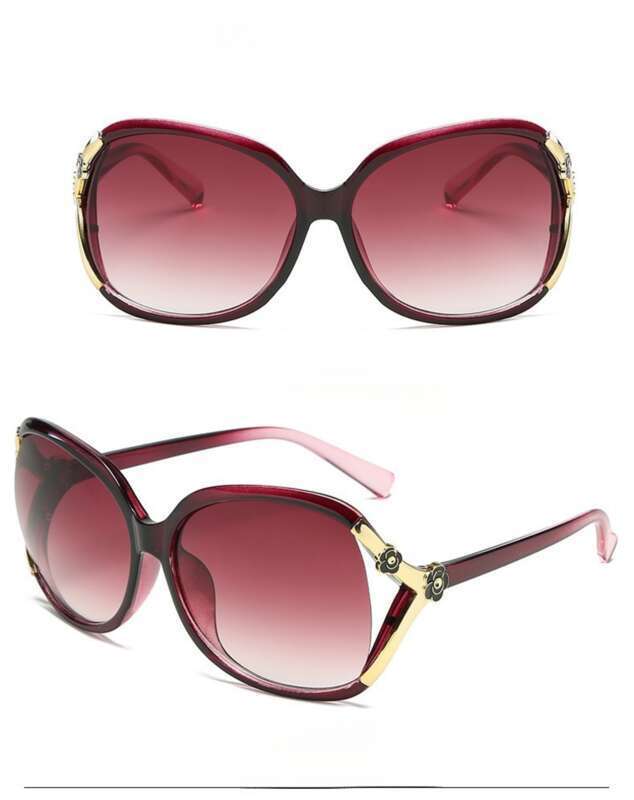 Montatura grande Camellia Rose Trend, occhiali da sole alla moda, occhiali da donna di mezza età_voghion.com