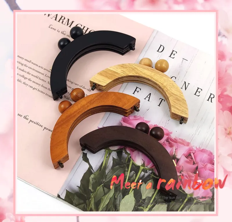Deepeel Taschengriff aus Holz, 14/20 cm, Geldbörsenrahmen, Kussverschluss für Handtaschen, Geldbörse, DIY, handgefertigte Nähklammern, Taschen_voghion.com
