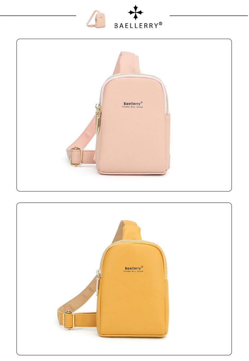 Baellerry nouveau sac messager à double fermeture éclair pour femme de style coréen, sac de téléphone portable simple et polyvalent, vente en gros_voghion.com