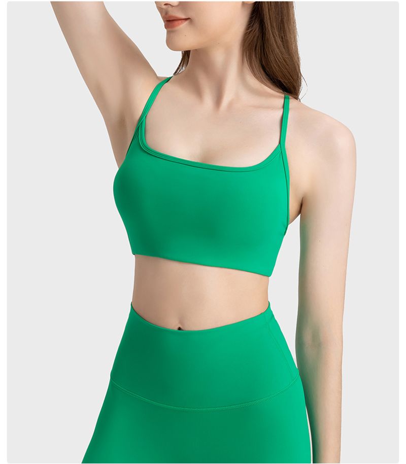 New Cross Back Fine Shoulder Strap For Women's Fiess High Elastic Breathable Pilates Yoga Sports Bra_voghion.com