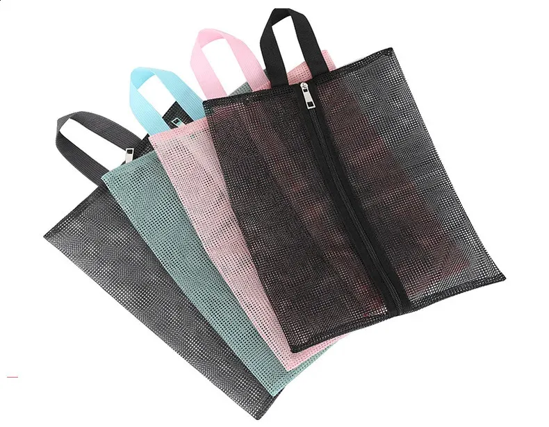 1 sac de voyage pour femme, grande capacité, noir, en maille, pour maquillage, trousse de toilette, organisateur de lavage, étui portable_voghion.com