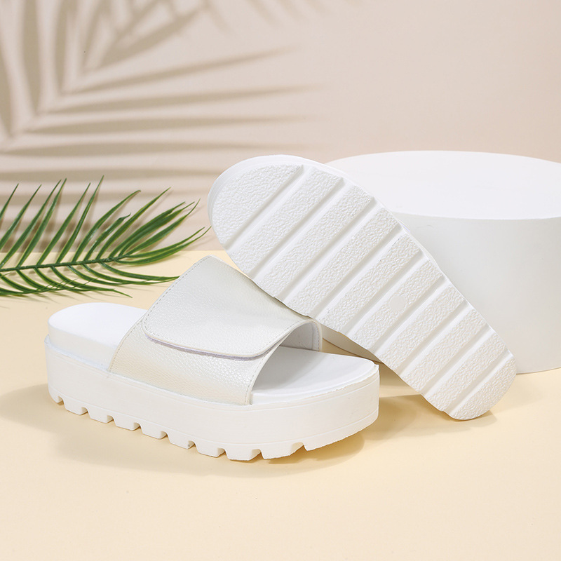 sandali da donna di grandi dimensioni con suola spessa Sandali da spiaggia slip-on interi in velcro da donna_voghion.com